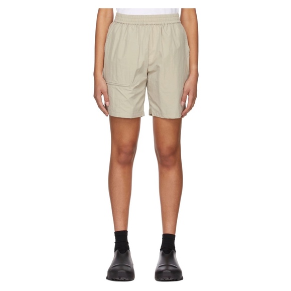 RAINS Gray Cotton Taffeta Shorts - Picture 4 of 6